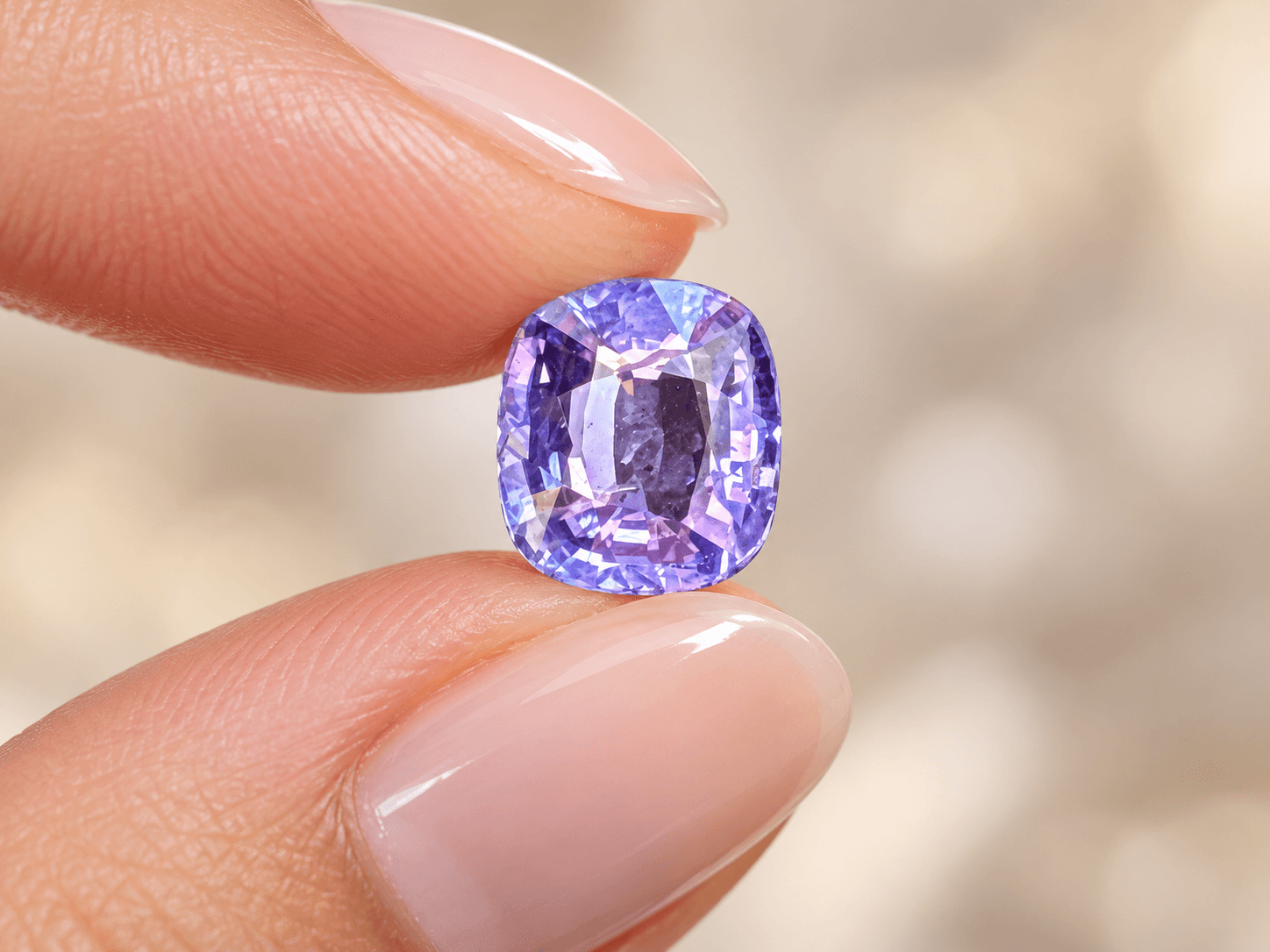 Blue Sapphire - 1.01 ct Lavender / Violet-Purple Cushion Faceted Cushion Cut Ceylon Gemstone from Sri Lanka (LG-325) Blue Sapphire - 1.01 ct Lavender / Violet-Purple Cushion Faceted Cushion Cut Ceylon Gemstone from Sri Lanka (LG-325)