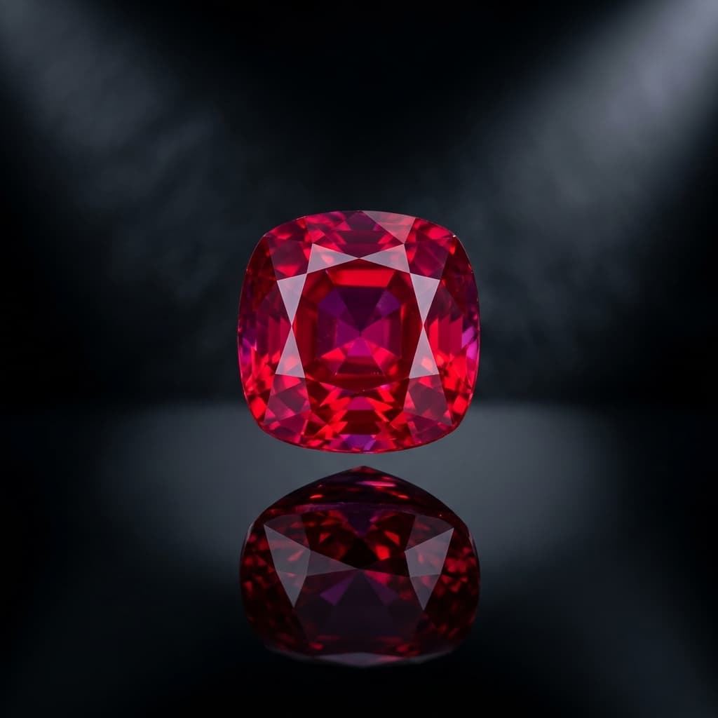 Burmese Ruby (LG-0005) Burmese Ruby - 2.10ct Pigeon Blood Red Cushion Mixed Cut Ceylon Gemstone